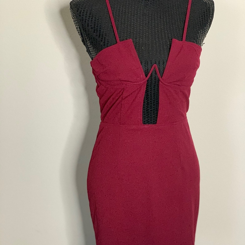 Missguided Plunging Burgundy Dress